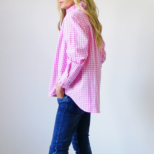 Gracie Shirt - Pink Gingham
