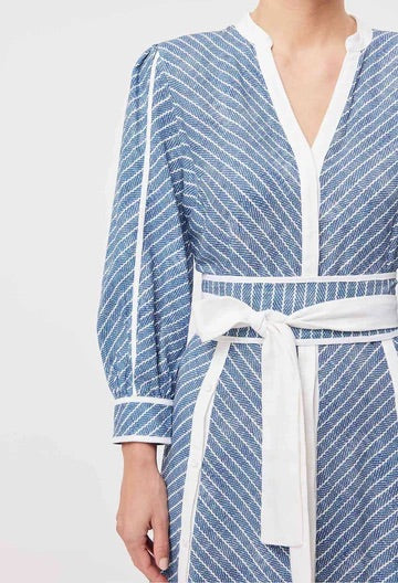 Coba Linen Viscose Midi Dress - Del Mar Stripe