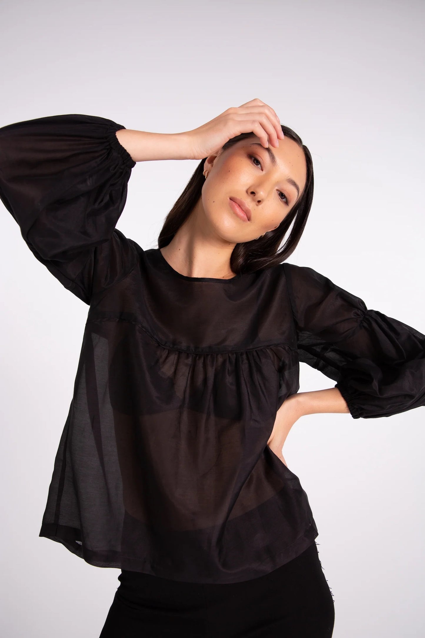 The Nyne Black Lainey Black Top at Outline Clothing.