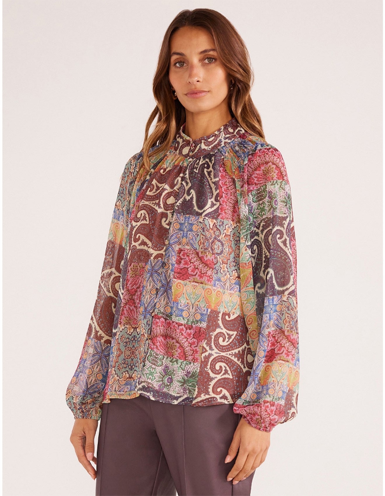 Mink Pink Diana Button Down Blouse - Paisley