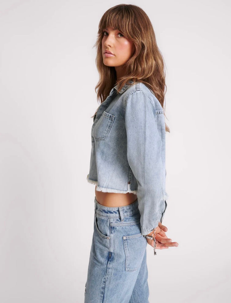 Blue Blossom Long Sleeve Denim Braxton Top