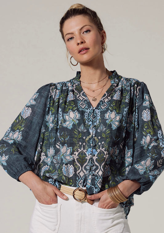 Lucca Blouse - Indigo Multi