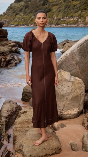 Sadie Midi Dress - Chocolate & Cinnamon